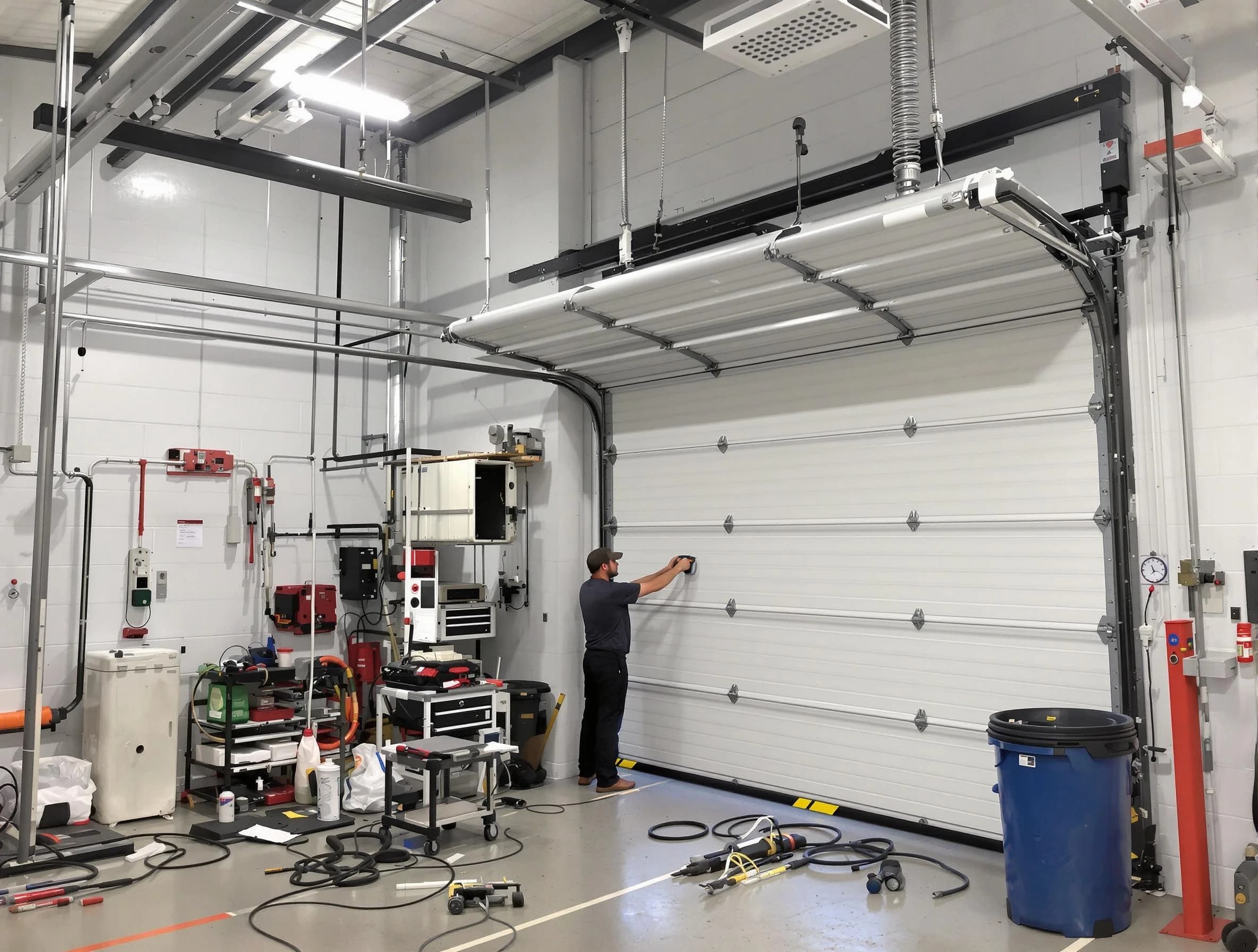 Belvedere Park Garage Door Repair certified technician performing commercial door repair at a Belvedere Park business facility