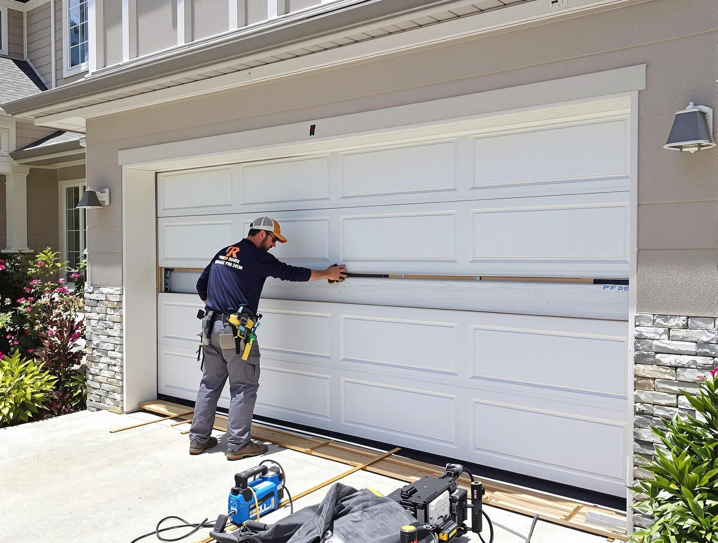 Belvedere Park Garage Door Repair team performing complete garage door replacement at Belvedere Park residence