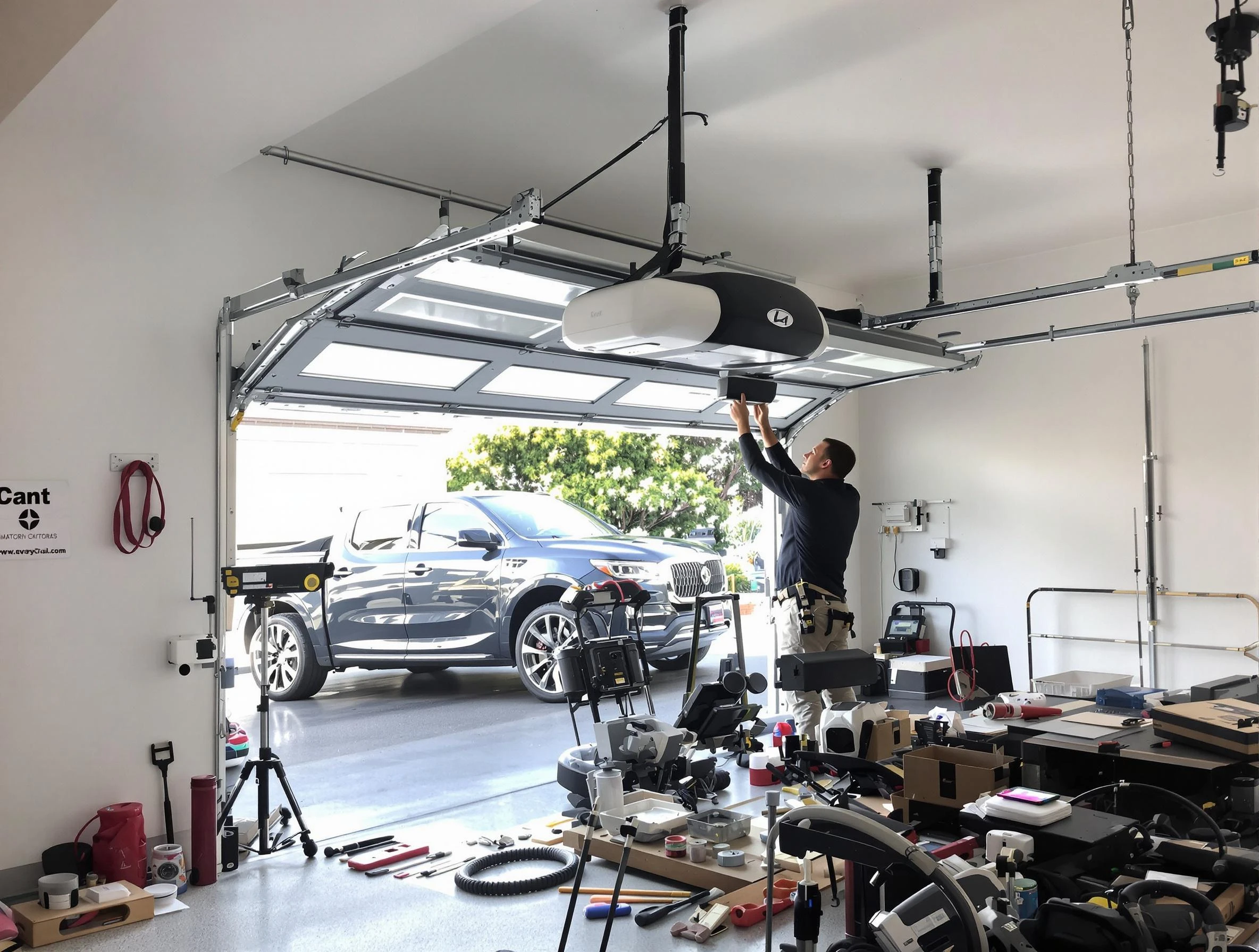 Belvedere Park Garage Door Repair specialist installing smart garage door opener system in Belvedere Park home